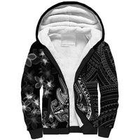 Black Polynesia Sherpa Hoodie Shark Tattoo With Polynesian Plumeria LT14 Unisex Black - Polynesian Pride