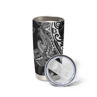 Black Polynesia Tumbler Cup Shark Tattoo With Polynesian Plumeria