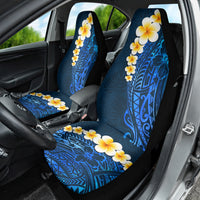 Blue Polynesia Car Seat Cover Plumeria Tropical Leaves With Galaxy Polynesian Art LT14 - Polynesian Pride