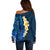 Blue Polynesia Off Shoulder Sweater Plumeria Tropical Leaves With Galaxy Polynesian Art LT14 - Polynesian Pride
