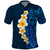 Blue Polynesia Polo Shirt Plumeria Tropical Leaves With Galaxy Polynesian Art LT14 Blue - Polynesian Pride