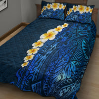 Blue Polynesia Quilt Bed Set Plumeria Tropical Leaves With Galaxy Polynesian Art LT14 - Polynesian Pride