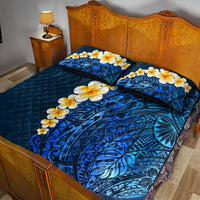 Blue Polynesia Quilt Bed Set Plumeria Tropical Leaves With Galaxy Polynesian Art LT14 - Polynesian Pride