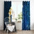 Blue Polynesia Window Curtain Plumeria Tropical Leaves With Galaxy Polynesian Art LT14 - Polynesian Pride