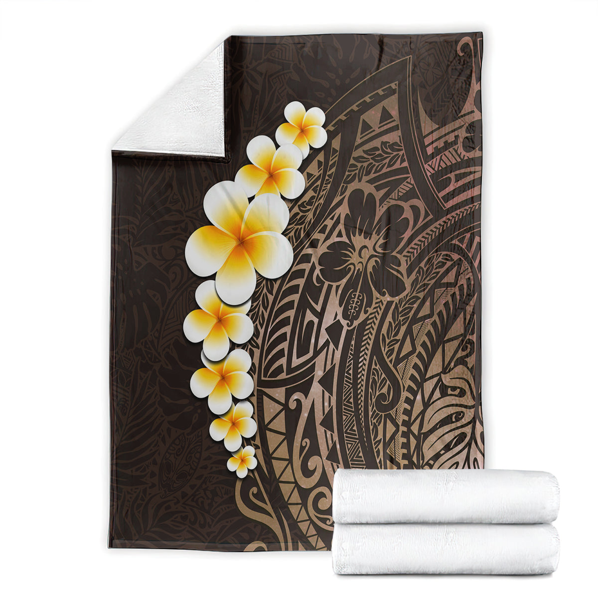Brown Polynesia Blanket Plumeria Tropical Leaves With Galaxy Polynesian Art LT14 - Polynesian Pride