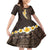 Brown Polynesia Family Matching Short Sleeve Bodycon Dress and Hawaiian Shirt Plumeria Tropical Leaves With Galaxy Polynesian Art LT14 Daughter's Dress Brown - Polynesian Pride