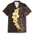 Brown Polynesia Family Matching Short Sleeve Bodycon Dress and Hawaiian Shirt Plumeria Tropical Leaves With Galaxy Polynesian Art LT14 Dad's Shirt - Short Sleeve Brown - Polynesian Pride