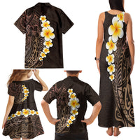 Brown Polynesia Family Matching Tank Maxi Dress and Hawaiian Shirt Plumeria Tropical Leaves With Galaxy Polynesian Art LT14 - Polynesian Pride