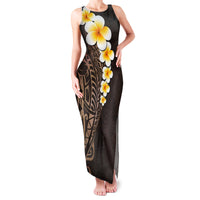 Brown Polynesia Family Matching Tank Maxi Dress and Hawaiian Shirt Plumeria Tropical Leaves With Galaxy Polynesian Art LT14 Mom's Dress Brown - Polynesian Pride