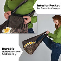 Brown Polynesia Grocery Bag Plumeria Tropical Leaves With Galaxy Polynesian Art