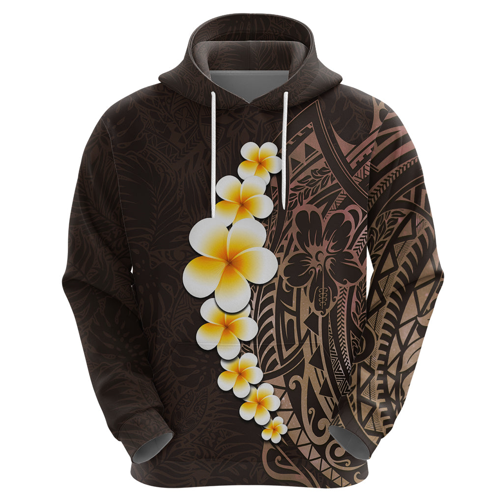 Brown Polynesia Hoodie Plumeria Tropical Leaves With Galaxy Polynesian Art LT14 - Polynesian Pride