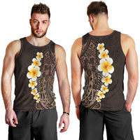 Brown Polynesia Men Tank Top Plumeria Tropical Leaves With Galaxy Polynesian Art LT14 - Polynesian Pride