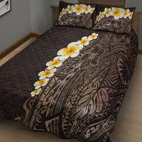 Brown Polynesia Quilt Bed Set Plumeria Tropical Leaves With Galaxy Polynesian Art LT14 - Polynesian Pride