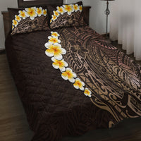 Brown Polynesia Quilt Bed Set Plumeria Tropical Leaves With Galaxy Polynesian Art LT14 - Polynesian Pride
