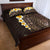 Brown Polynesia Quilt Bed Set Plumeria Tropical Leaves With Galaxy Polynesian Art LT14 - Polynesian Pride