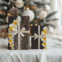Brown Polynesia Wrapping Paper Plumeria Tropical Leaves With Galaxy Polynesian Art LT14 - Polynesian Pride