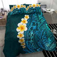 Turquosie Polynesia Bedding Set Plumeria Tropical Leaves With Galaxy Polynesian Art LT14 - Polynesian Pride