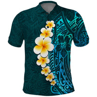 Turquosie Polynesia Polo Shirt Plumeria Tropical Leaves With Galaxy Polynesian Art LT14 Turquoise - Polynesian Pride