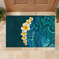 Turquosie Polynesia Rubber Doormat Plumeria Tropical Leaves With Galaxy Polynesian Art LT14 - Polynesian Pride