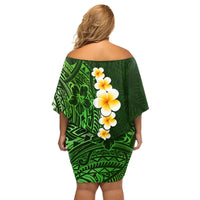 Green Polynesia Family Matching Off Shoulder Short Dress and Hawaiian Shirt Plumeria Tropical Leaves With Galaxy Polynesian Art LT14 - Polynesian Pride