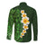 Green Polynesia Long Sleeve Button Shirt Plumeria Tropical Leaves With Galaxy Polynesian Art LT14 - Polynesian Pride
