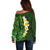 Green Polynesia Off Shoulder Sweater Plumeria Tropical Leaves With Galaxy Polynesian Art LT14 - Polynesian Pride