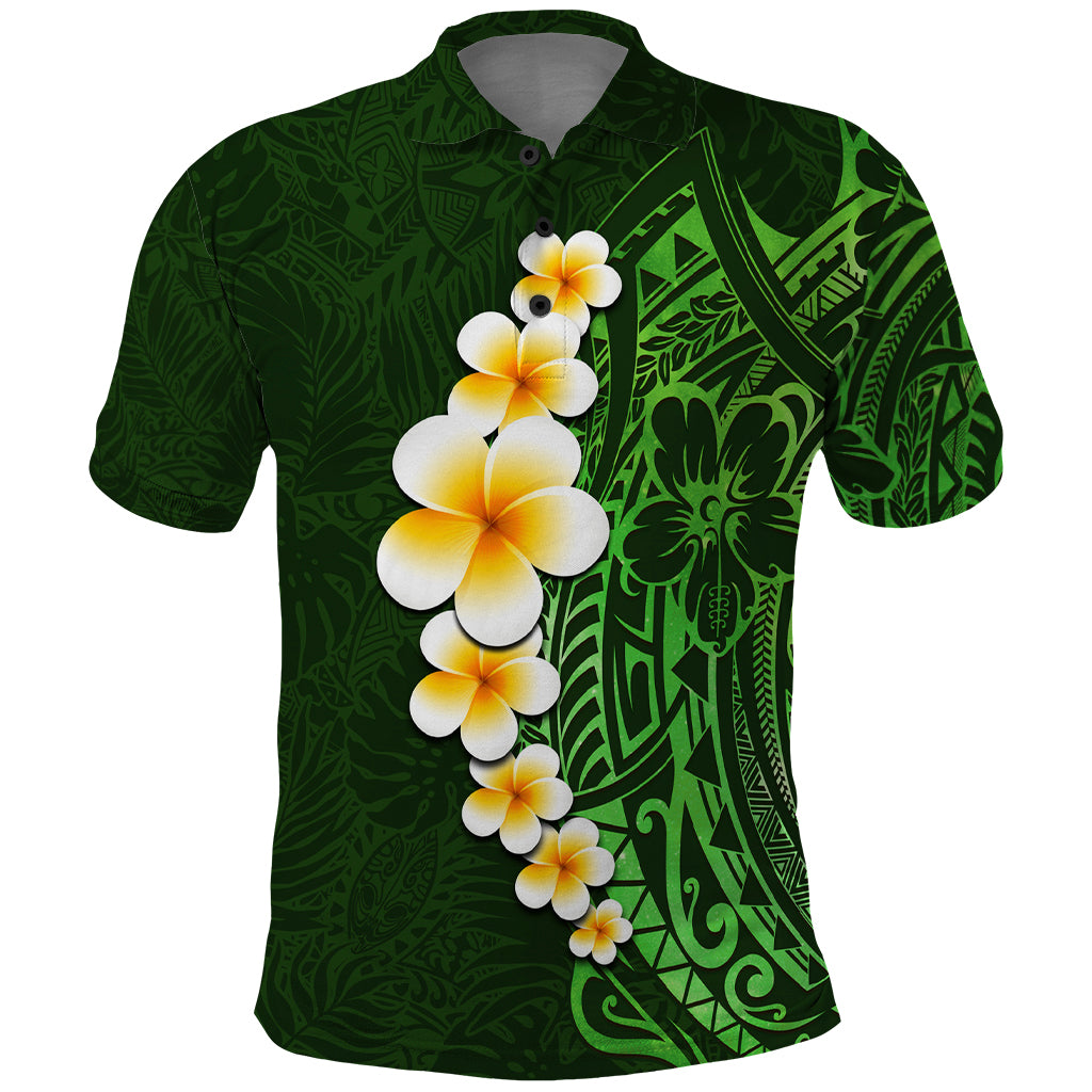 Green Polynesia Polo Shirt Plumeria Tropical Leaves With Galaxy Polynesian Art LT14 Green - Polynesian Pride