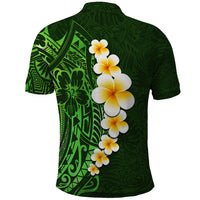 Green Polynesia Polo Shirt Plumeria Tropical Leaves With Galaxy Polynesian Art LT14 - Polynesian Pride