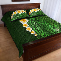 Green Polynesia Quilt Bed Set Plumeria Tropical Leaves With Galaxy Polynesian Art LT14 - Polynesian Pride