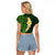 Green Polynesia Raglan Cropped T Shirt Plumeria Tropical Leaves With Galaxy Polynesian Art LT14 - Polynesian Pride