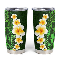 Green Polynesia Tumbler Cup Plumeria Tropical Leaves With Galaxy Polynesian Art