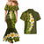 Lime Green Tropical Plumeria With Galaxy Polynesian Art Couples Matching Mermaid Dress and Hawaiian Shirt LT14 - Polynesian Pride