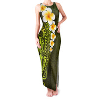 Lime Green Tropical Plumeria With Galaxy Polynesian Art Family Matching Tank Maxi Dress and Hawaiian Shirt LT14 Mom's Dress Lime Green - Polynesian Pride