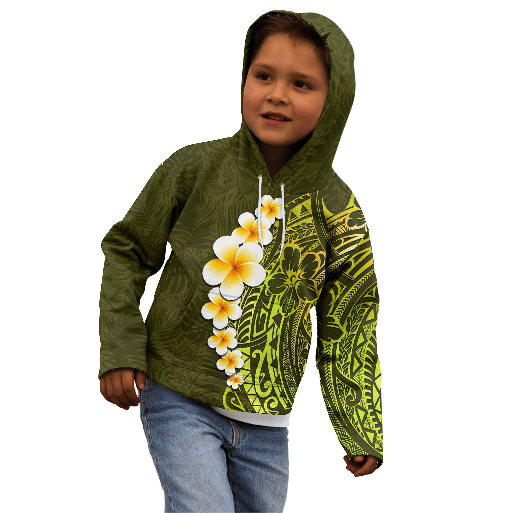 Lime Green Tropical Plumeria With Galaxy Polynesian Art Kid Hoodie LT14 - Polynesian Pride