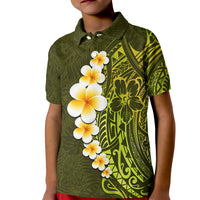 Lime Green Tropical Plumeria With Galaxy Polynesian Art Kid Polo Shirt LT14 Kid Lime Green - Polynesian Pride