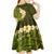 Lime Green Tropical Plumeria With Galaxy Polynesian Art Kid Short Sleeve Dress LT14 - Polynesian Pride