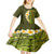 Lime Green Tropical Plumeria With Galaxy Polynesian Art Kid Short Sleeve Dress LT14 - Polynesian Pride