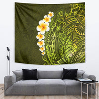 Lime Green Tropical Plumeria With Galaxy Polynesian Art Tapestry LT14 - Polynesian Pride