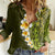 Lime Green Tropical Plumeria With Galaxy Polynesian Art Women Casual Shirt LT14 Female Lime Green - Polynesian Pride