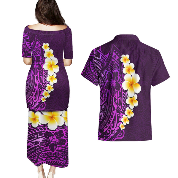 Guam Combo Puletasi And Shirt Polynesian Patterns Plumeria Flowers Special Style main image 1