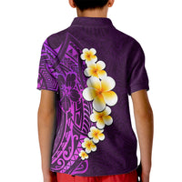 Purple Tropical Plumeria With Galaxy Polynesian Art Kid Polo Shirt LT14 - Polynesian Pride