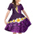 Purple Tropical Plumeria With Galaxy Polynesian Art Kid Short Sleeve Dress LT14 KID Purple - Polynesian Pride