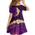 Purple Tropical Plumeria With Galaxy Polynesian Art Kid Short Sleeve Dress LT14 - Polynesian Pride