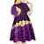 Purple Tropical Plumeria With Galaxy Polynesian Art Kid Short Sleeve Dress LT14 - Polynesian Pride