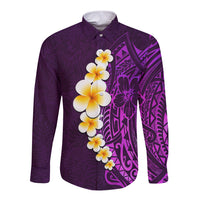 Purple Tropical Plumeria With Galaxy Polynesian Art Long Sleeve Button Shirt LT14 Unisex Purple - Polynesian Pride
