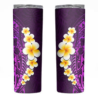 Purple Tropical Plumeria With Galaxy Polynesian Art Skinny Tumbler
