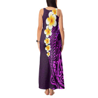 Purple Tropical Plumeria With Galaxy Polynesian Art Tank Maxi Dress LT14 - Polynesian Pride