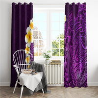 Purple Tropical Plumeria With Galaxy Polynesian Art Window Curtain LT14 - Polynesian Pride