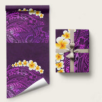 Purple Polynesia Wrapping Paper Plumeria Tropical Leaves With Galaxy Polynesian Art