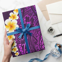 Purple Polynesia Wrapping Paper Plumeria Tropical Leaves With Galaxy Polynesian Art